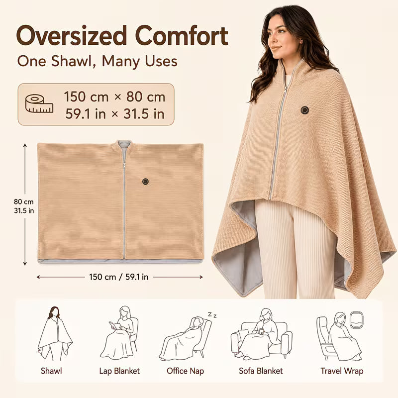 Wearable Heated Blanket Shawl – USB-Powered - Image 3