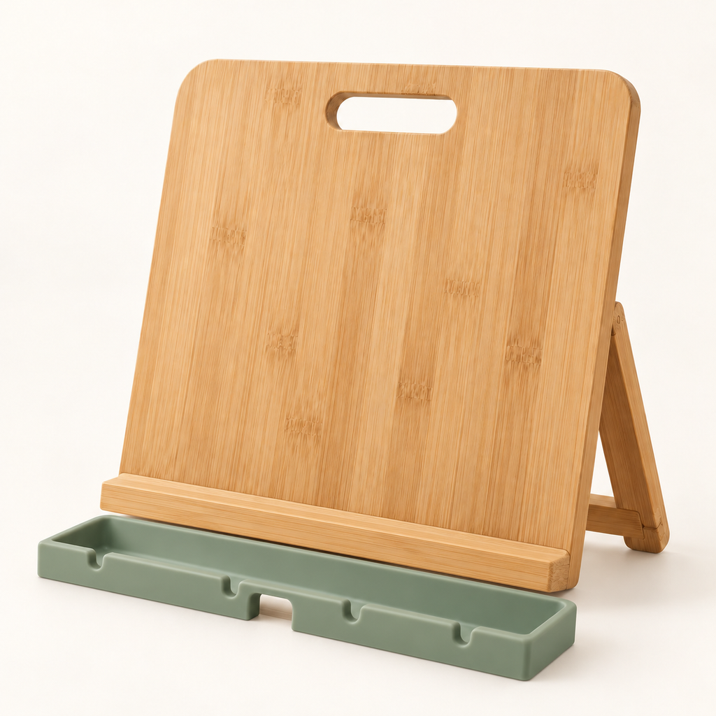 📖 Gift-Worthy | Hands-Free Kitchen Guidance | Refined Bamboo Recipe Stand