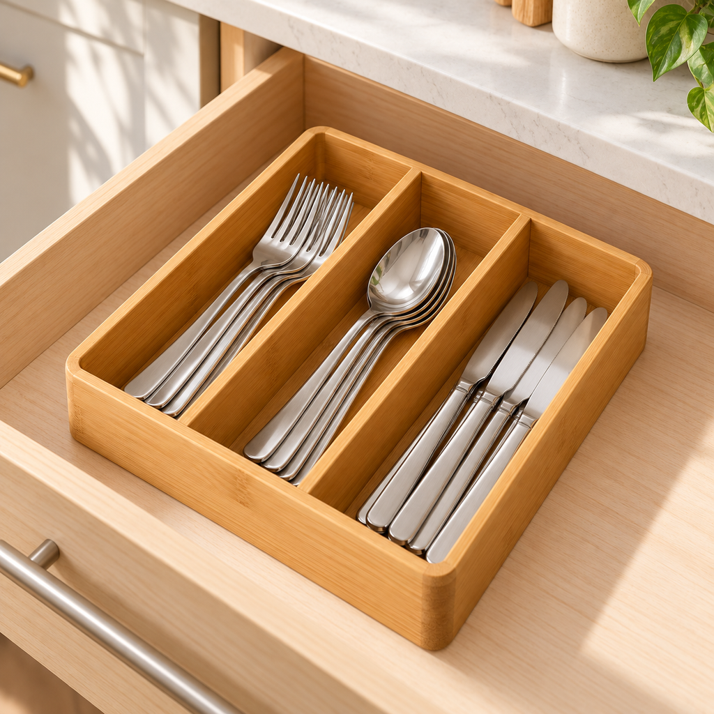 🥢 Gift-Worthy | Warm Bamboo Drawer Organization | Timeless Kitchen Storage