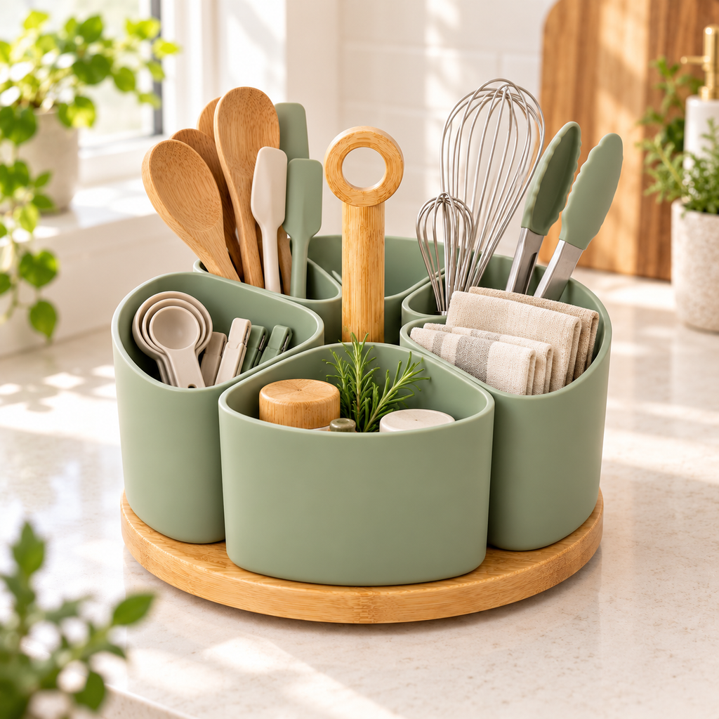 🌿 Gift-Worthy | Modular Rotating Kitchen Organization | Sculptural Countertop Storage