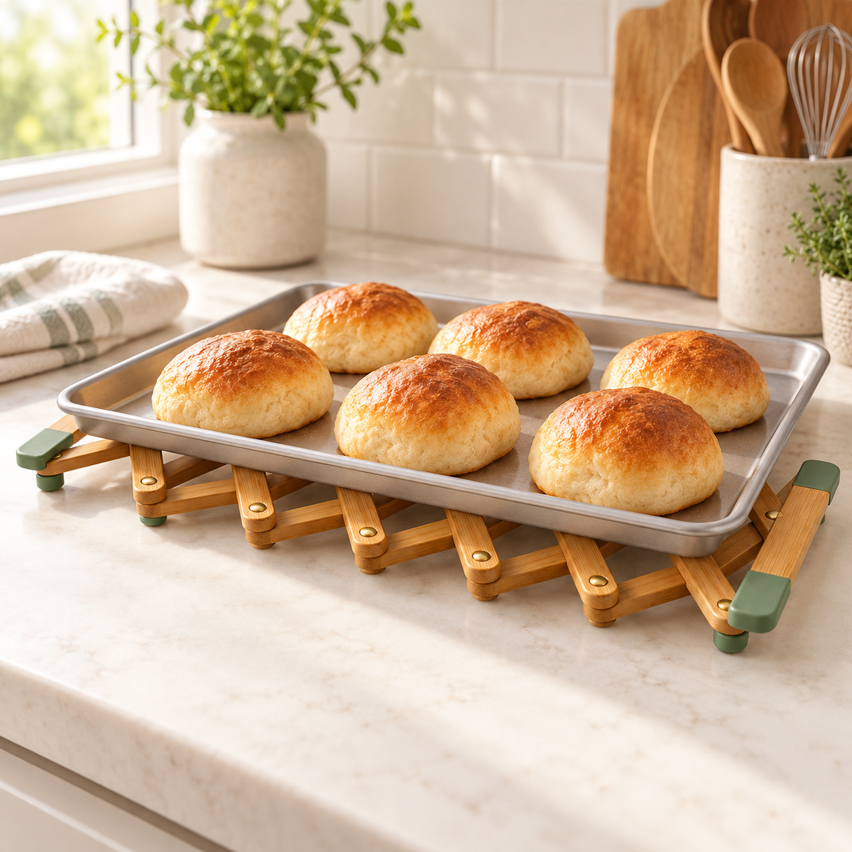 🍞 Gift-Worthy | Expandable Bamboo Kitchen Utility | Elegant Countertop Protection