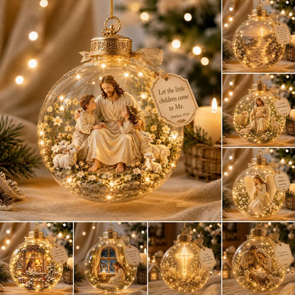 2D Light-Up Christian Christmas Ornaments, Jesus & Scripture Keepsake Décor - Image 1