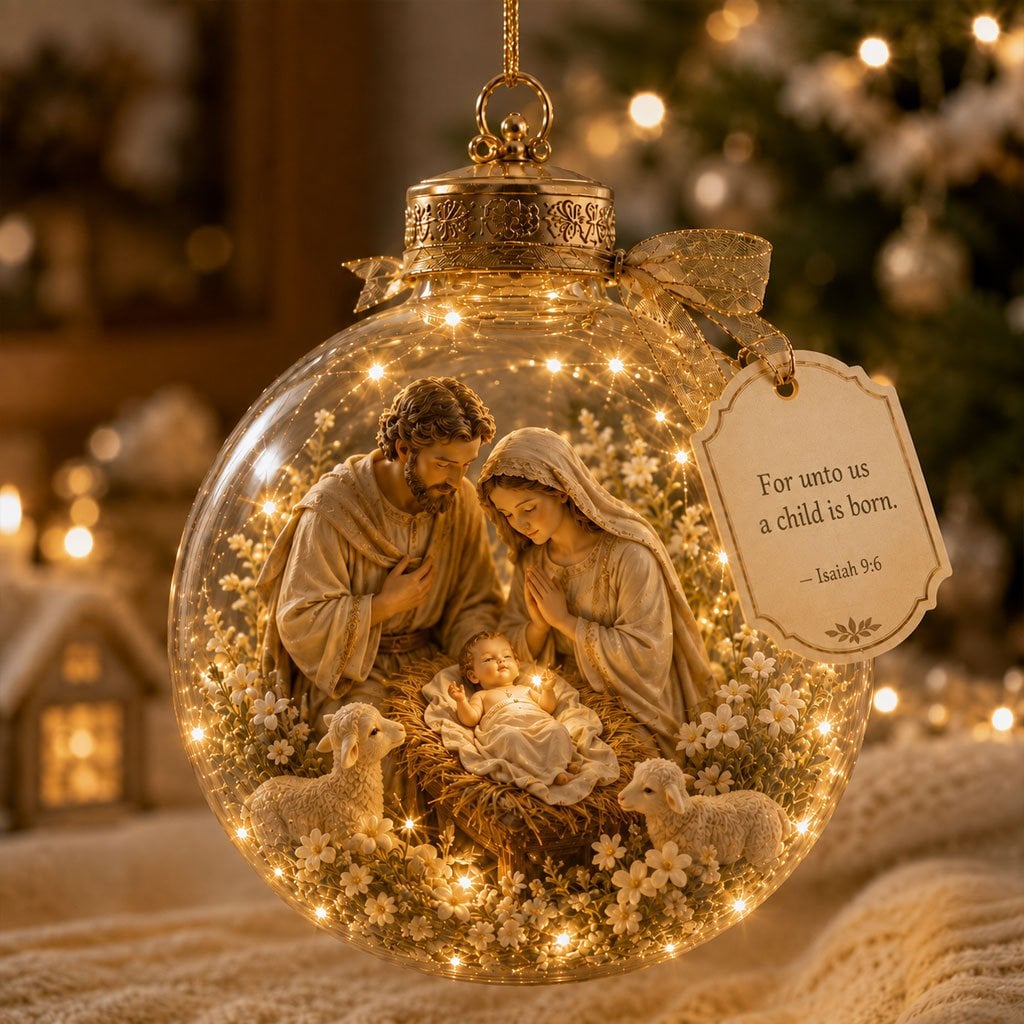 2D Light-Up Christian Christmas Ornaments, Jesus & Scripture Keepsake Décor - Image 8